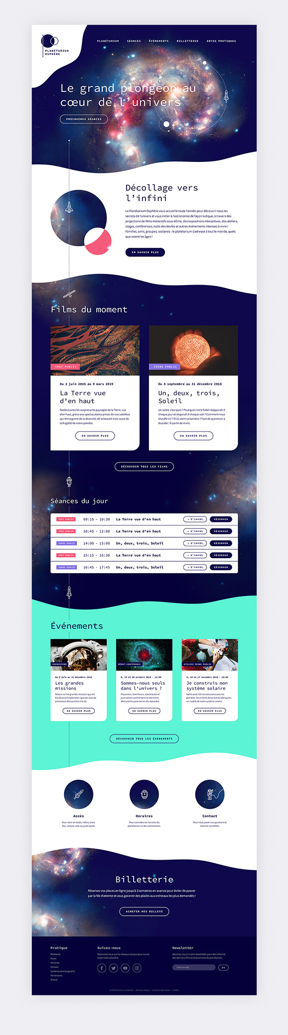 Page accueil du site internet planétarium.
