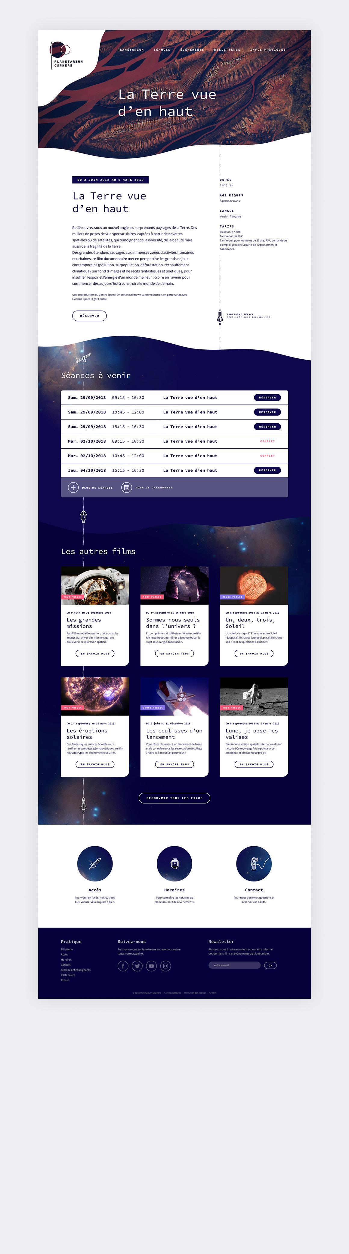 Page film du site internet planétarium.