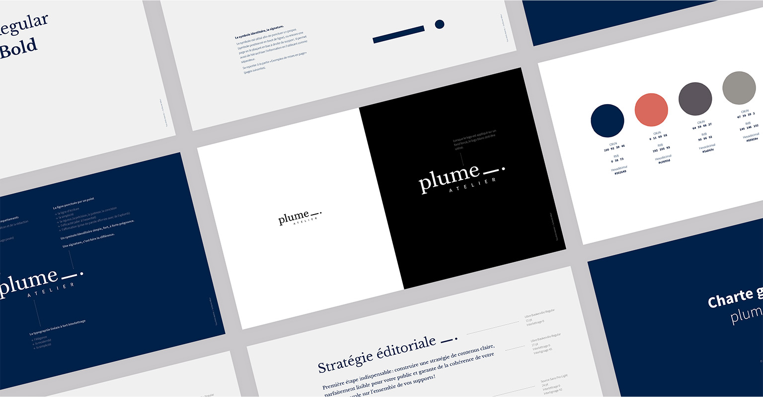 Charte graphique identité visuelle Plume Atelier.